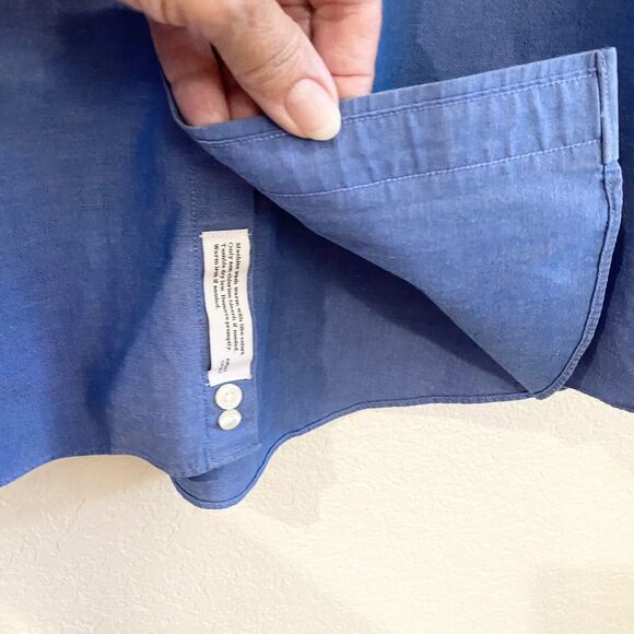 Nordstrom Mens Shop Blue Traditional Fit Non Iron Dress Shirt Sz 16 1/2 36 - Picture 8 of 13